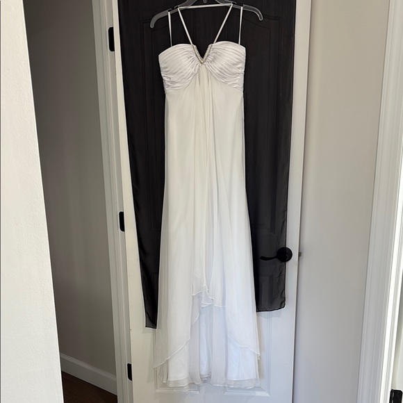 La Femme White Sweetheart Spaghetti Strap Gown for Brides